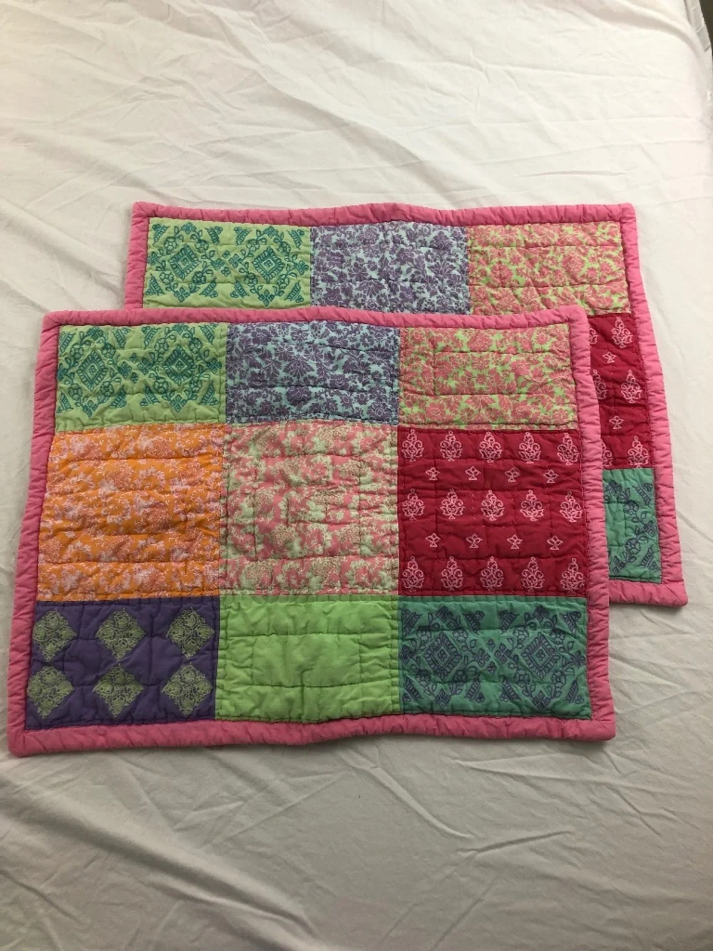 Pottery Barn Teen quilted embroidered standard shams cotton mixed prints boho